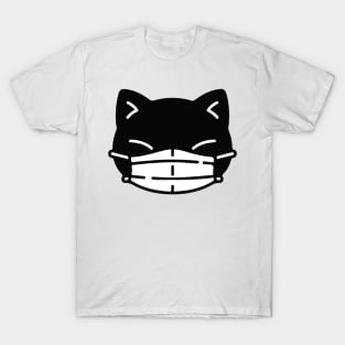 Black Cat Face Mask Pew Pew Madafakas T-Shirt